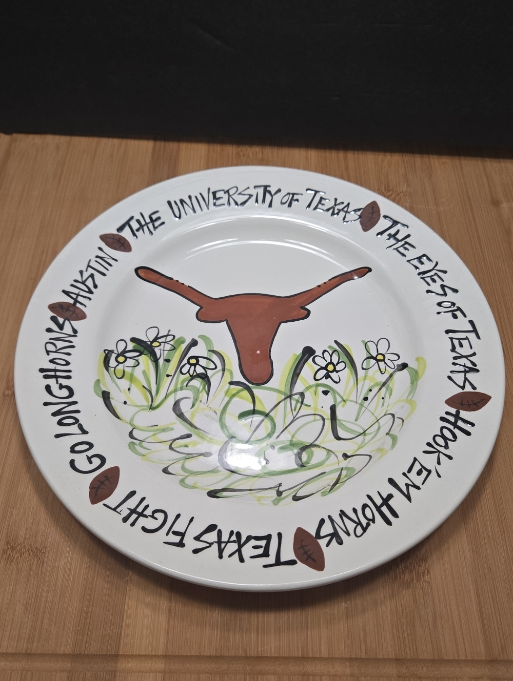 Texas Longhorn platter plate, bevo gameday Hook Em Horns Texas Fight  NEW